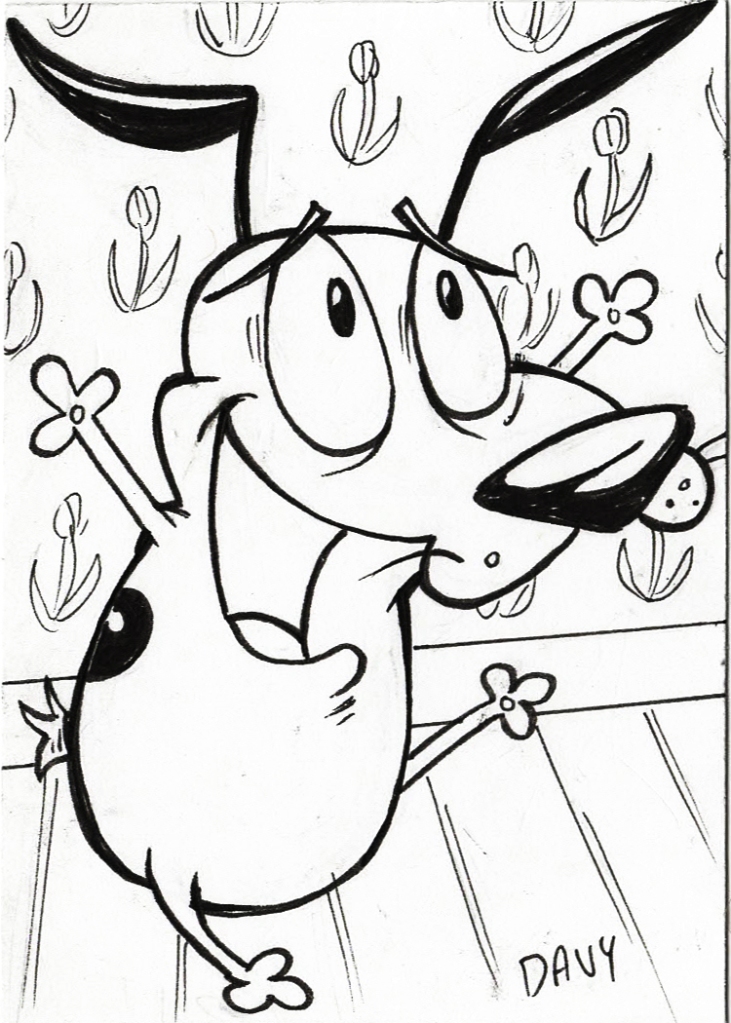 INktober 2020 - Day 5 - Courage the Cowardly Dog - Original art by Davy Jones, creator of Charmy's Army the Comic Strip.